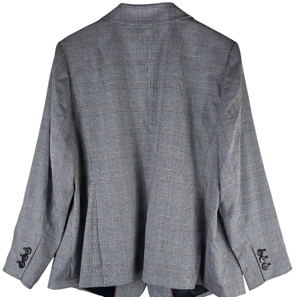 New Talbots Blazer Jacket Coat Sz 18WP 18W Petite Plaid Houndstooth Gray Black - Picture 3 of 6
